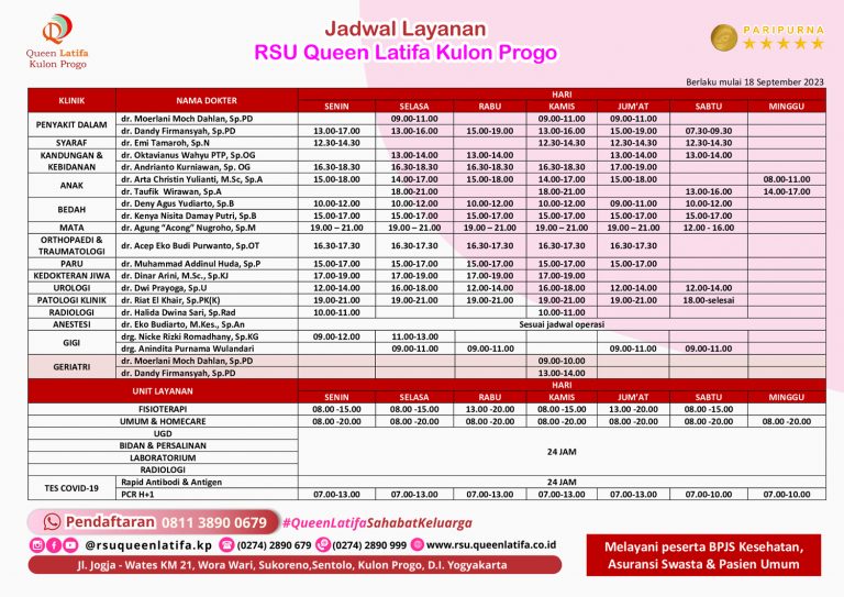 JADWAL LAYANAN PER 18 SEPTEMBER 2023