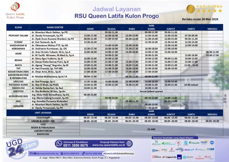 Jadwal Layanan Rumah Sakit
