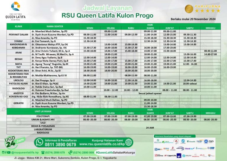 Jadwal Layanan Rumah Sakit